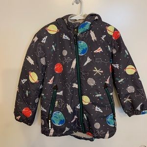 Mini Boden Astronaut Print Puffer Coat Size 6-7